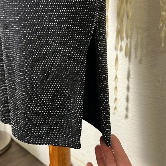 Alix NYC Perry Crop Top and Midi Skirt in Silver Shimmer and Black XS - Picture 8 of 16